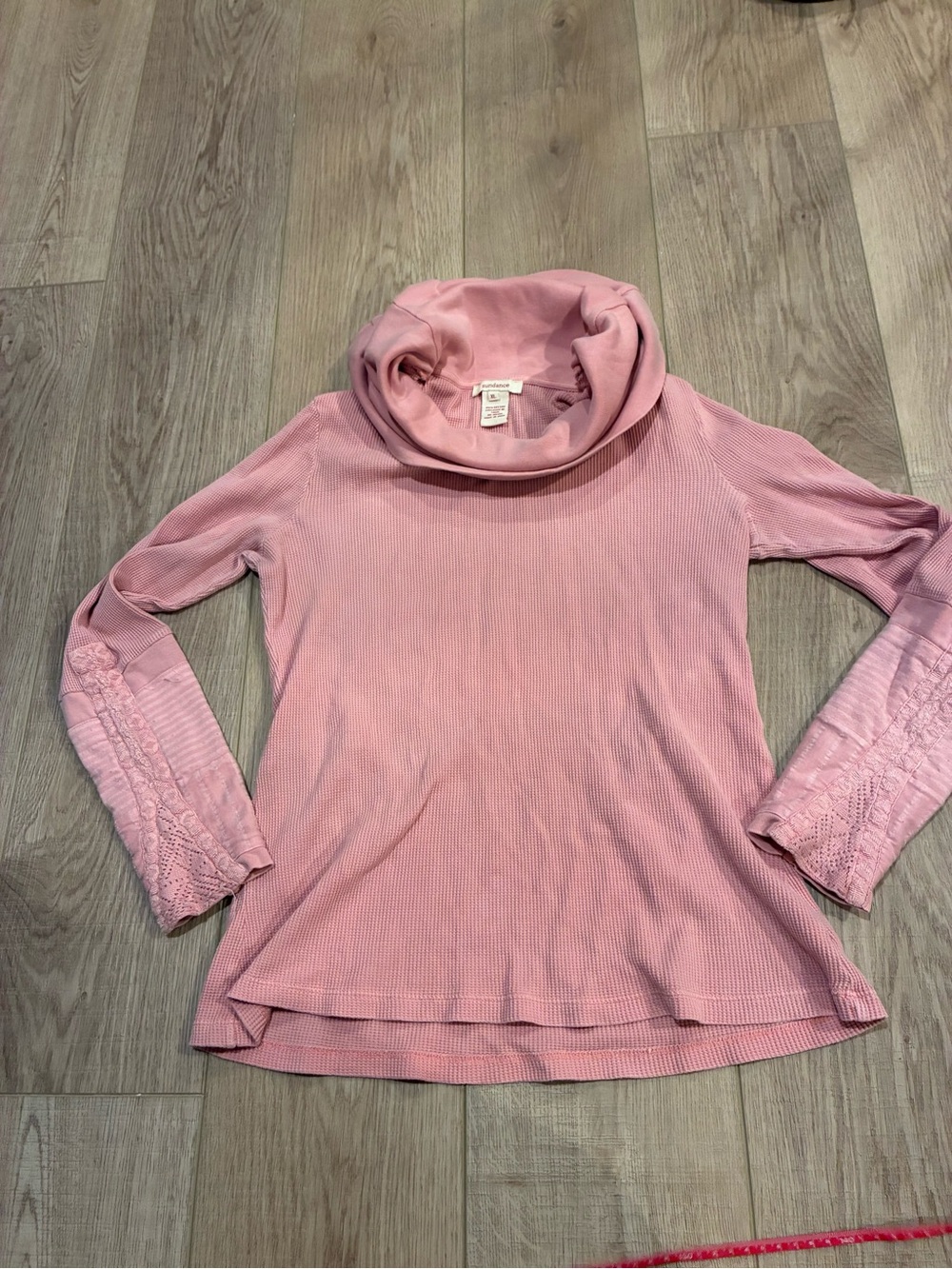 Sundance boho Pink Cowl Neck Women's long sleeve shirt Free People vibes XL